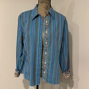 Van Heusen wrinkle free Striped Button-Up Shirt with paisley trim size XL